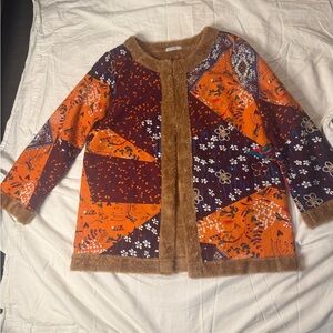 Cellabie Colorful Patchwork‎ Cardigan size L colorful vibrant festival warm chic